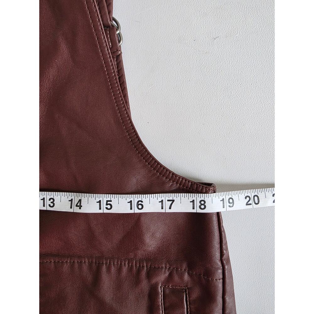 Free People Faux Leather Pinafore Bib Overall Jumper Brown Size Medium - Picture 8 of 8